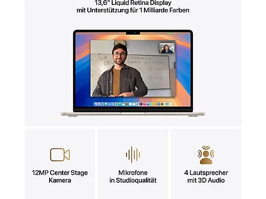 Laptop APPLE MacBook Air 2025 13.6" Retina M4 16GB RAM 256GB SSD macOS Księżycowa poświata